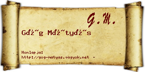Góg Mátyás névjegykártya